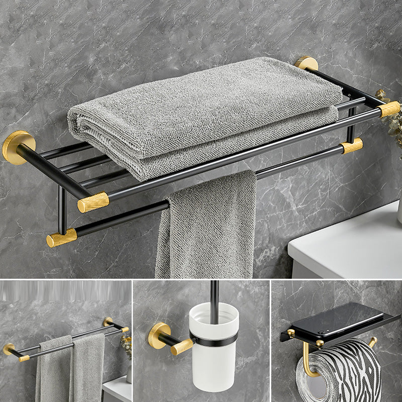 5-Piece Modern Bathroom Accessory Black Brass Bath Hardware Set