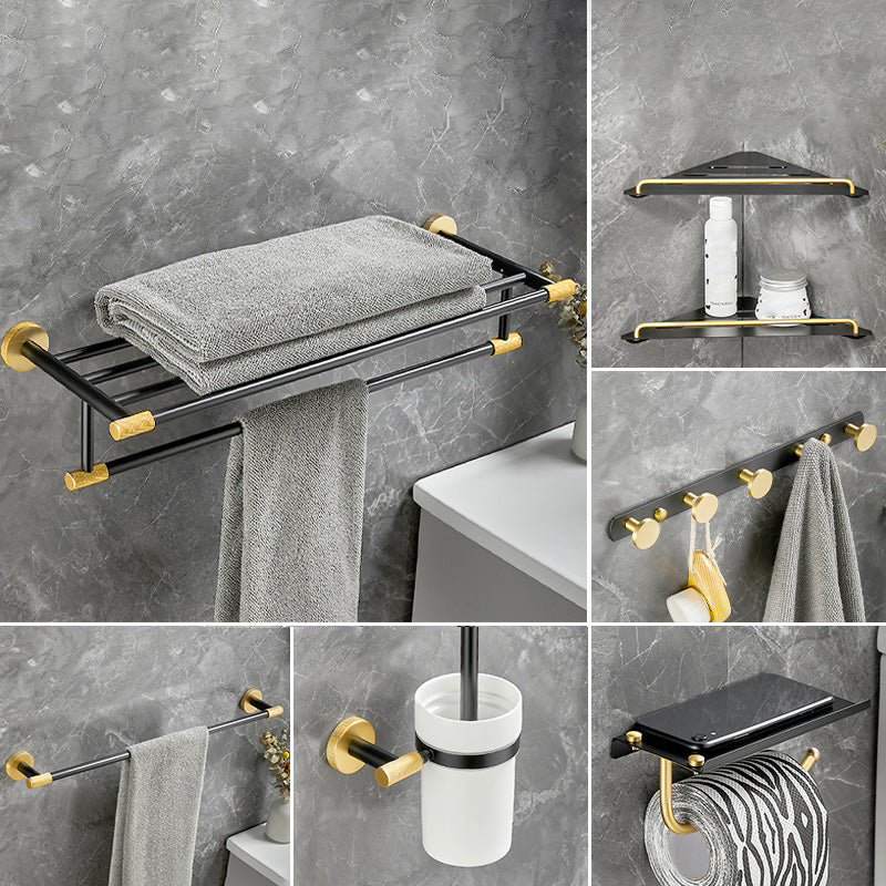 5-Piece Modern Bathroom Accessory Black Brass Bath Hardware Set