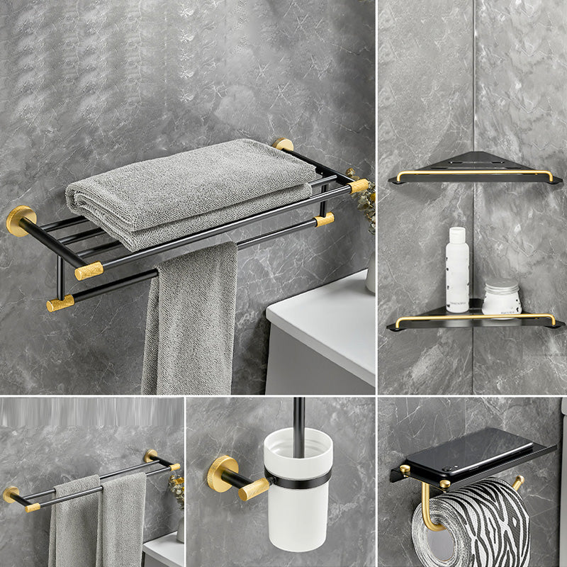 5-Piece Modern Bathroom Accessory Black Brass Bath Hardware Set