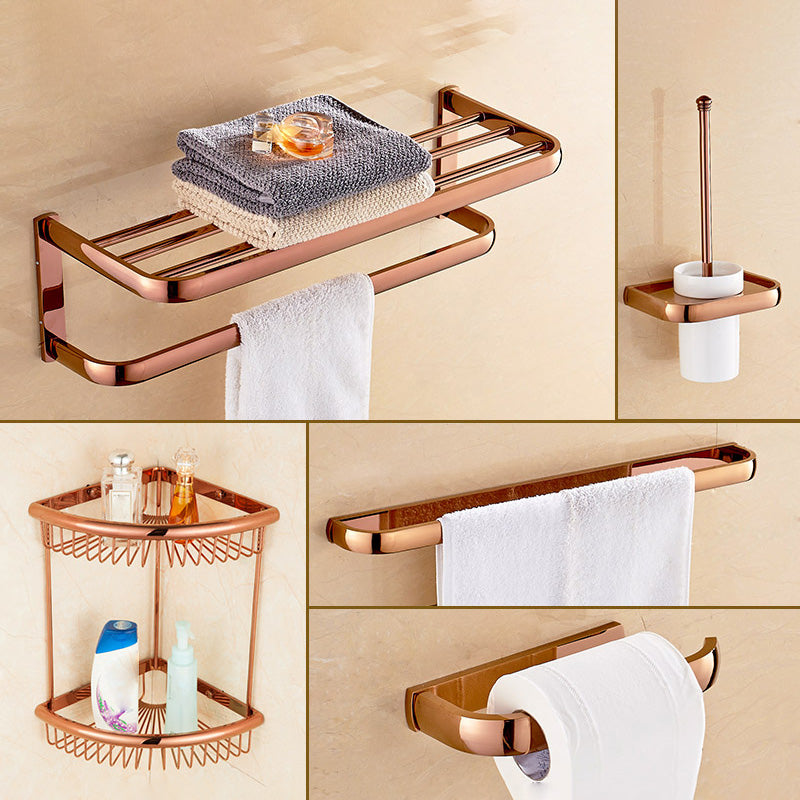 5-Piece Vintage Bathroom Accessory Set Brass Bath Hardware Set