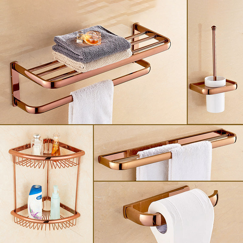 5-Piece Vintage Bathroom Accessory Set Brass Bath Hardware Set