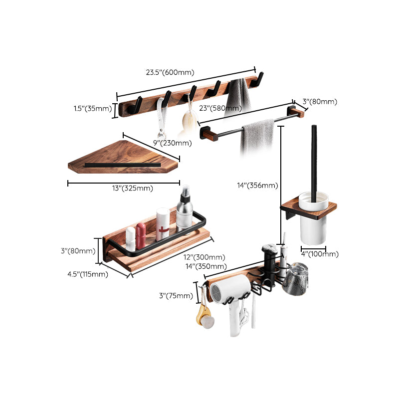 7 Piece Bathroom Accessory Set Wood and Metal Bathroom Accessories Hardware Set