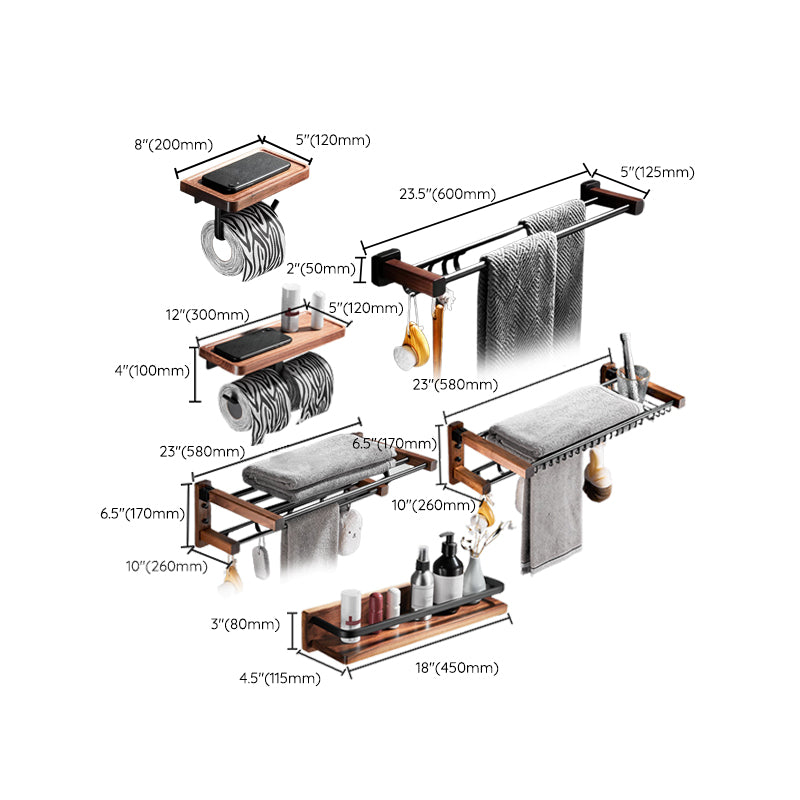 7 Piece Bathroom Accessory Set Wood and Metal Bathroom Accessories Hardware Set