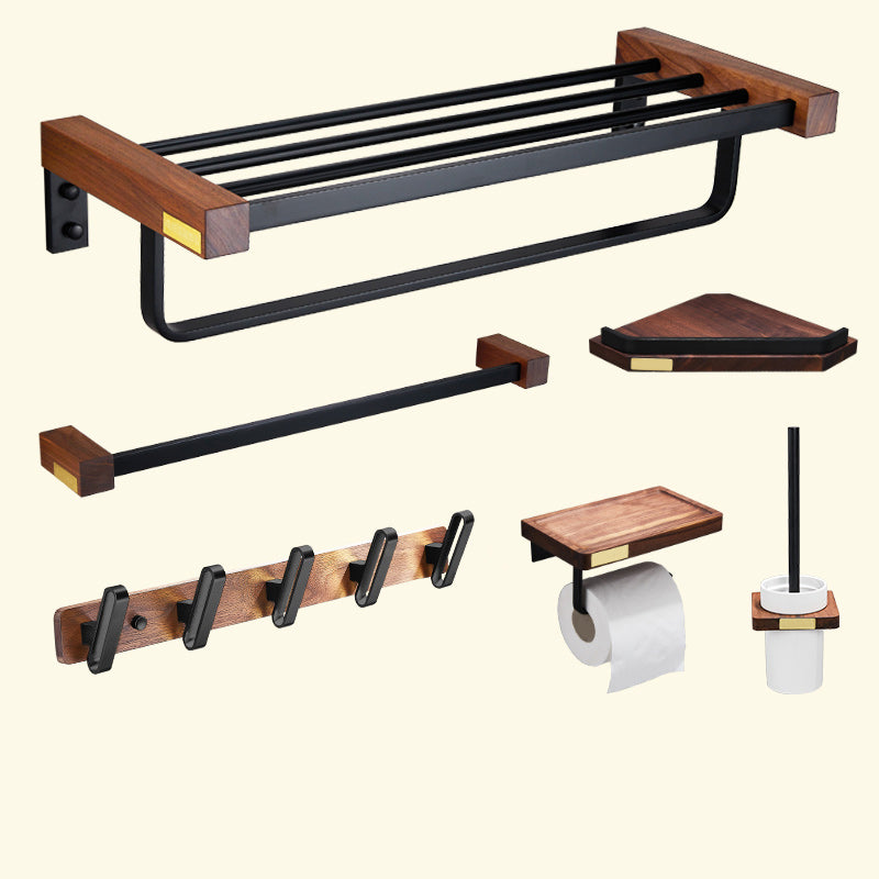 Metal Bathroom Accessory Set Walnut Brown Bathroom Hardware Set