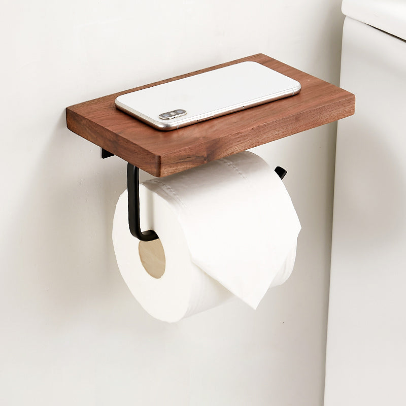 Walnut Brown Bathroom Accessory Set Metal Foldable Bath Hardware Set