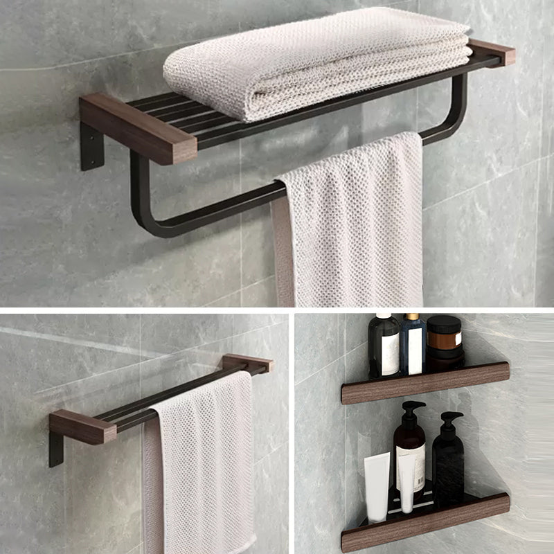 7-Piece Bathroom Accessory Set Metal Bathroom Set with Wood Accents