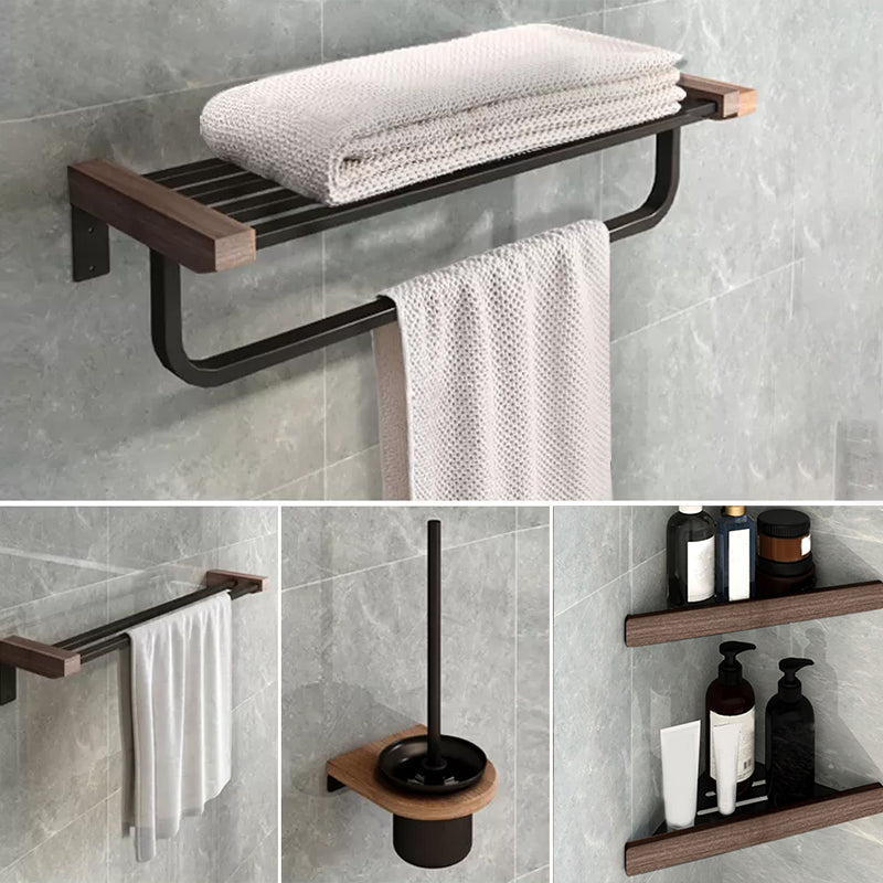 7-Piece Bathroom Accessory Set Metal Bathroom Set with Wood Accents