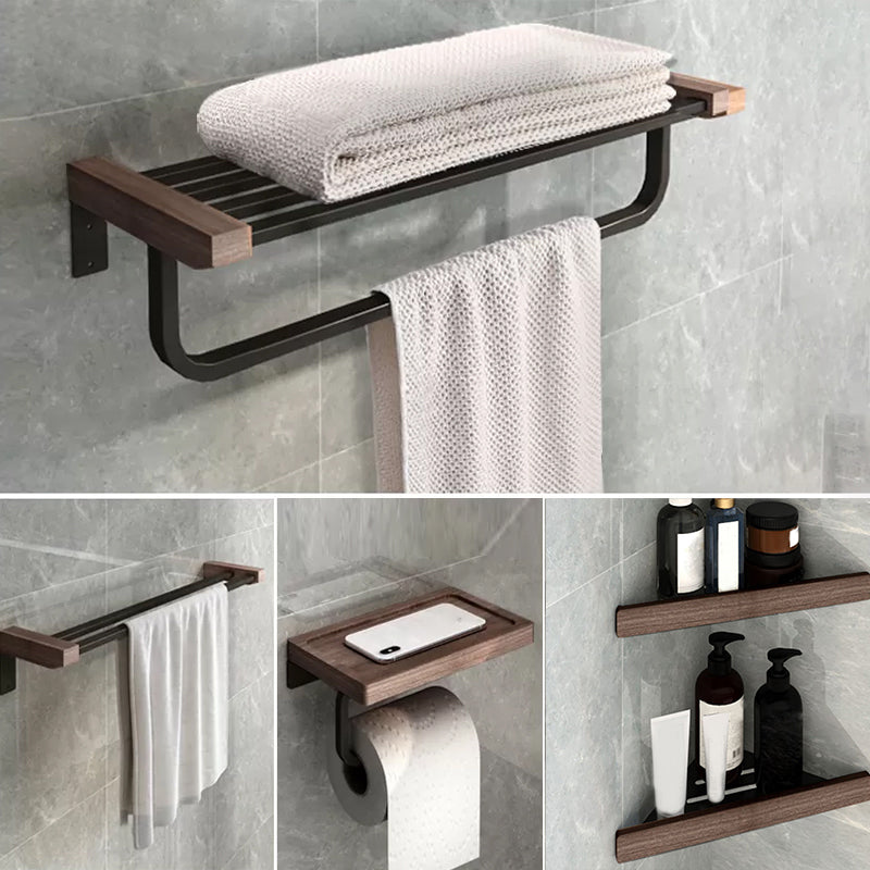 7-Piece Bathroom Accessory Set Metal Bathroom Set with Wood Accents