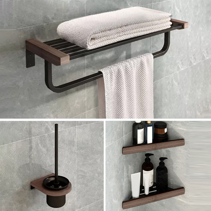 7-Piece Bathroom Accessory Set Metal Bathroom Set with Wood Accents