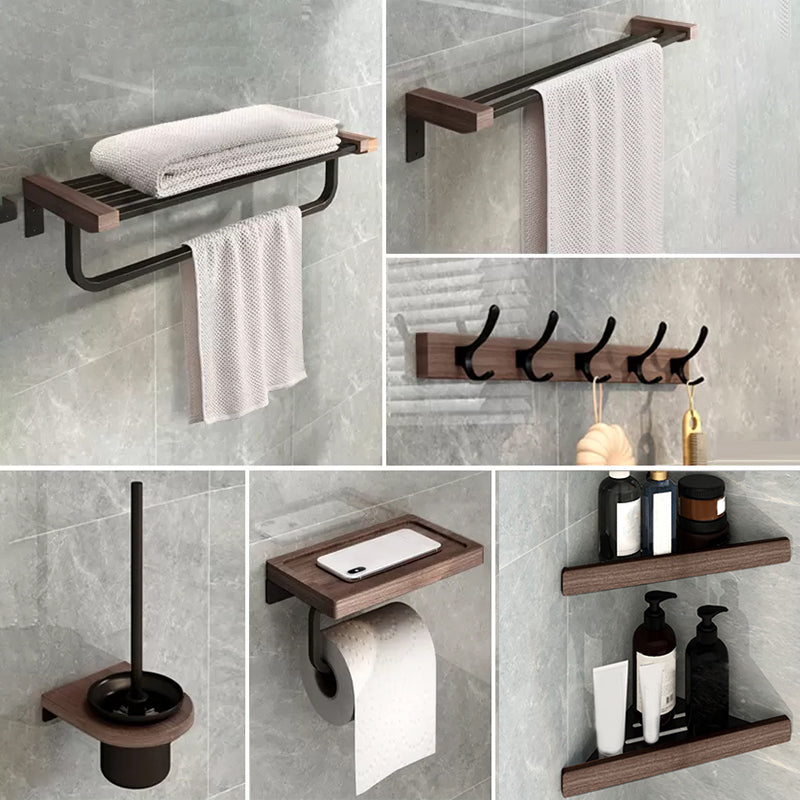 7-Piece Bathroom Accessory Set Metal Bathroom Set with Wood Accents