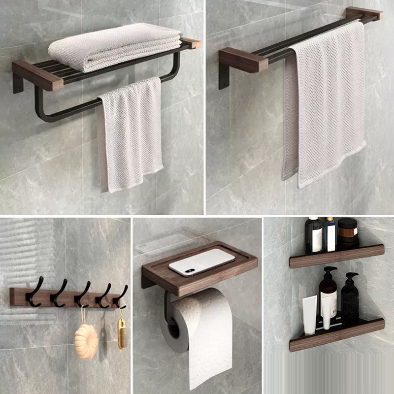 7-Piece Bathroom Accessory Set Metal Bathroom Set with Wood Accents