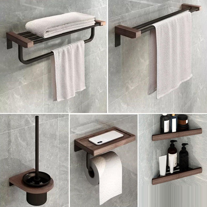 7-Piece Bathroom Accessory Set Metal Bathroom Set with Wood Accents