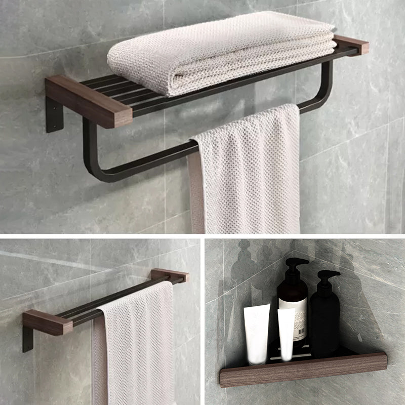 7-Piece Bathroom Accessory Set Metal Bathroom Set with Wood Accents