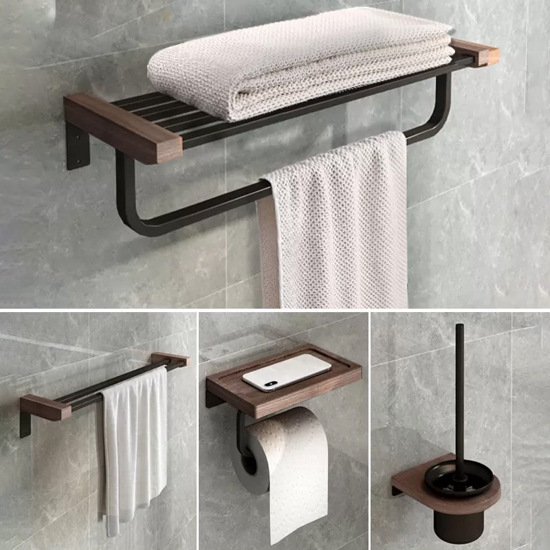 7-Piece Bathroom Accessory Set Metal Bathroom Set with Wood Accents