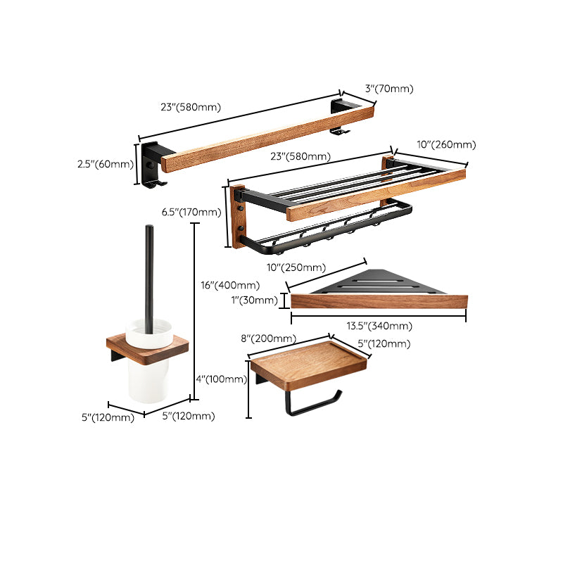 7-Piece Bathroom Hardware Set Solid Wood and Metal Bathroom Accessory Set