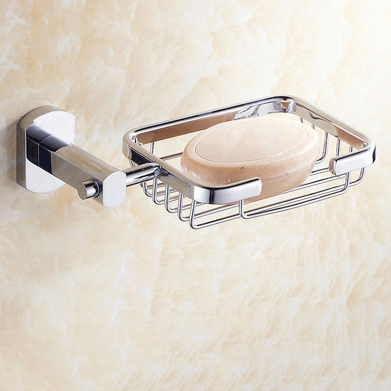 Contemporary Bathroom Accessories Hardware Set In Silver Metal