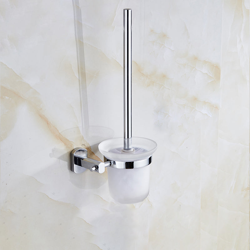 Contemporary Bathroom Accessories Hardware Set In Silver Metal