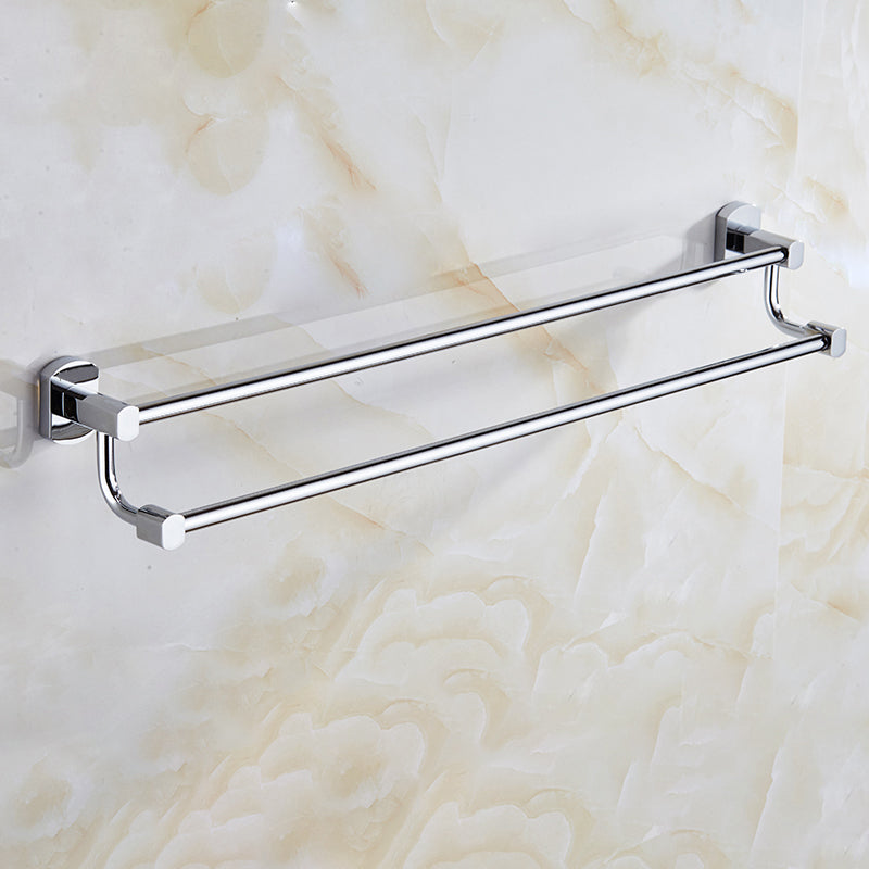 Contemporary Bathroom Accessories Hardware Set In Silver Metal