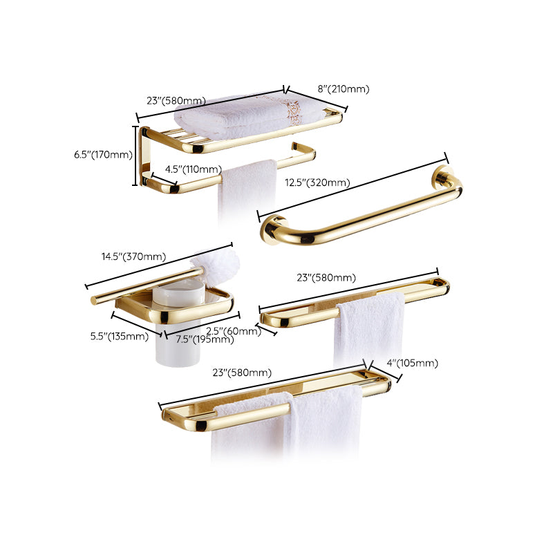 Traditional Style Golden Bathroom Accessory as Individual or as a Set