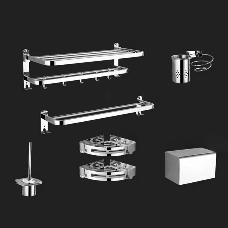 Contemporary Style Silver Metal Bathroom Accessory as Individual or as a Set