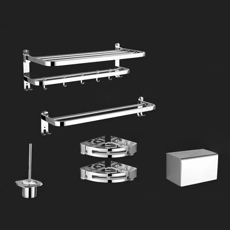 Contemporary Style Silver Metal Bathroom Accessory as Individual or as a Set