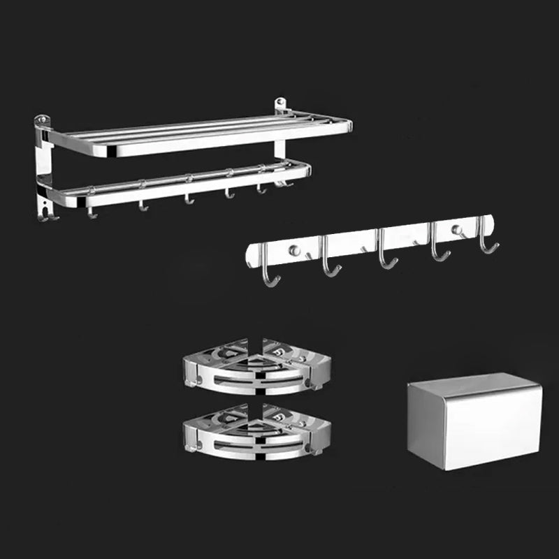 Contemporary Style Silver Metal Bathroom Accessory as Individual or as a Set