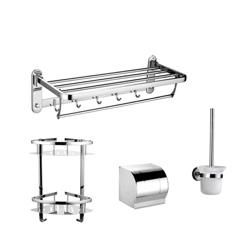 Contemporary Style Silver Metal Bathroom Accessory as Individual or as a Set