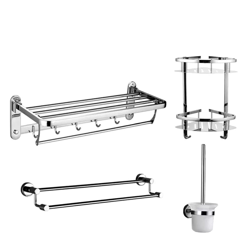 Contemporary Style Silver Metal Bathroom Accessory as Individual or as a Set