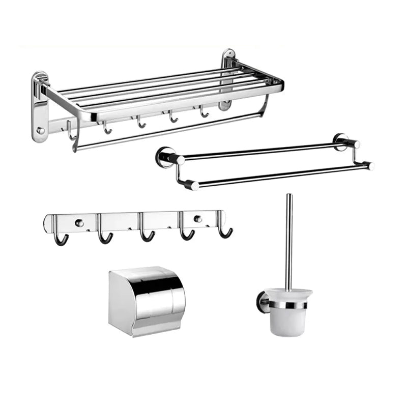 Contemporary Style Silver Metal Bathroom Accessory as Individual or as a Set