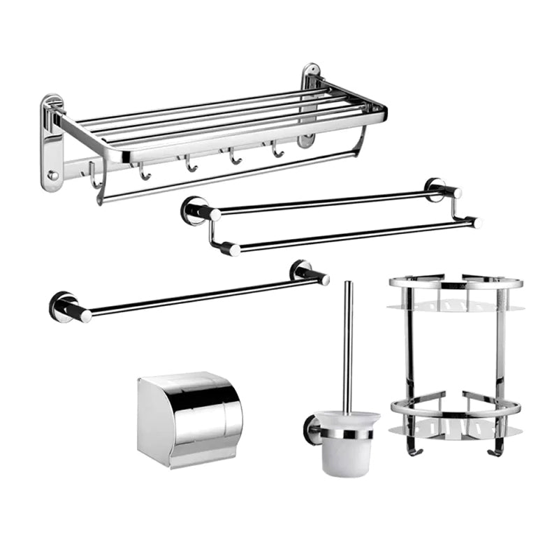 Contemporary Style Silver Metal Bathroom Accessory as Individual or as a Set