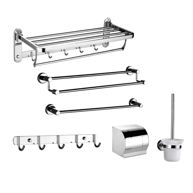 Contemporary Style Silver Metal Bathroom Accessory as Individual or as a Set