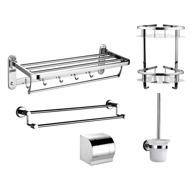 Contemporary Style Silver Metal Bathroom Accessory as Individual or as a Set