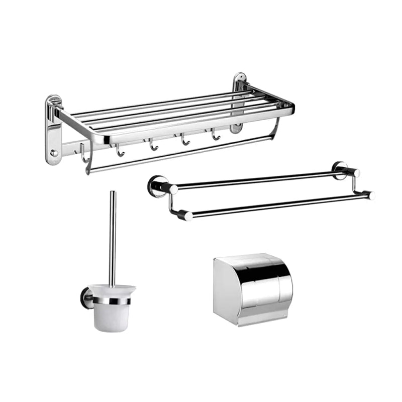 Contemporary Style Silver Metal Bathroom Accessory as Individual or as a Set