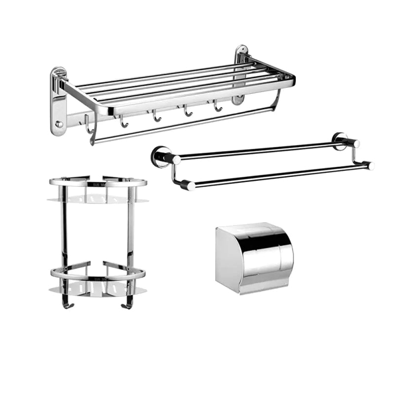 Contemporary Style Silver Metal Bathroom Accessory as Individual or as a Set