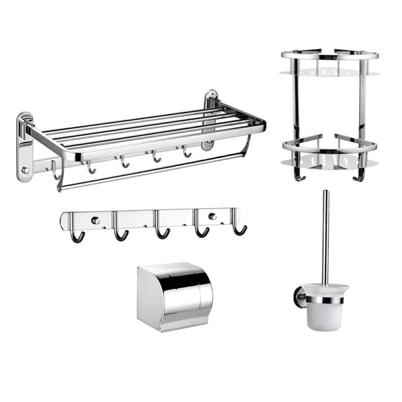 Contemporary Style Silver Metal Bathroom Accessory as Individual or as a Set