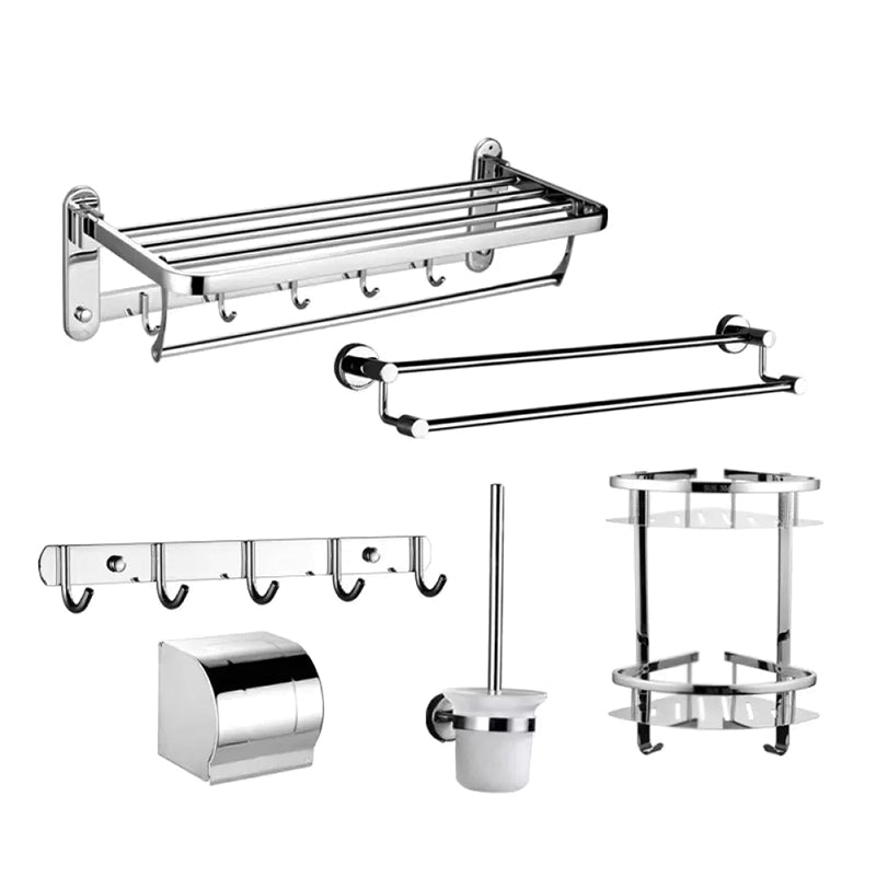 Contemporary Style Silver Metal Bathroom Accessory as Individual or as a Set