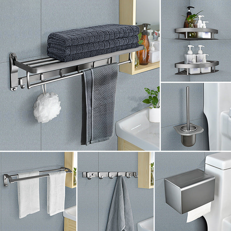 Contemporary Metal 5 - Piece Bathroom Accessory Set with Bath Shelf