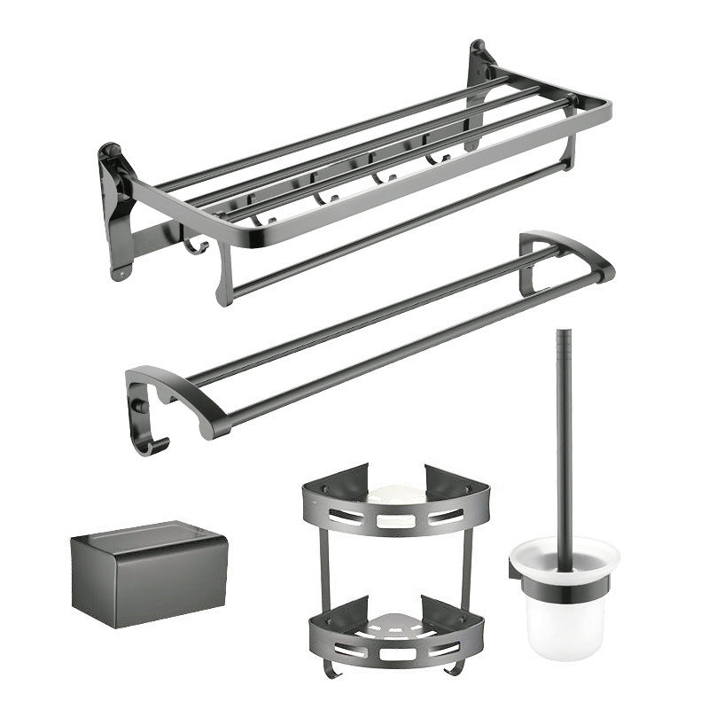 Contemporary Metal 5 - Piece Bathroom Accessory Set with Bath Shelf