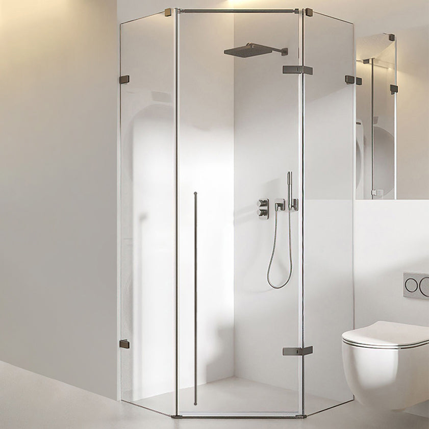 Matte Black Semi Frameless Glass Shower Screen Hinged Shower Door