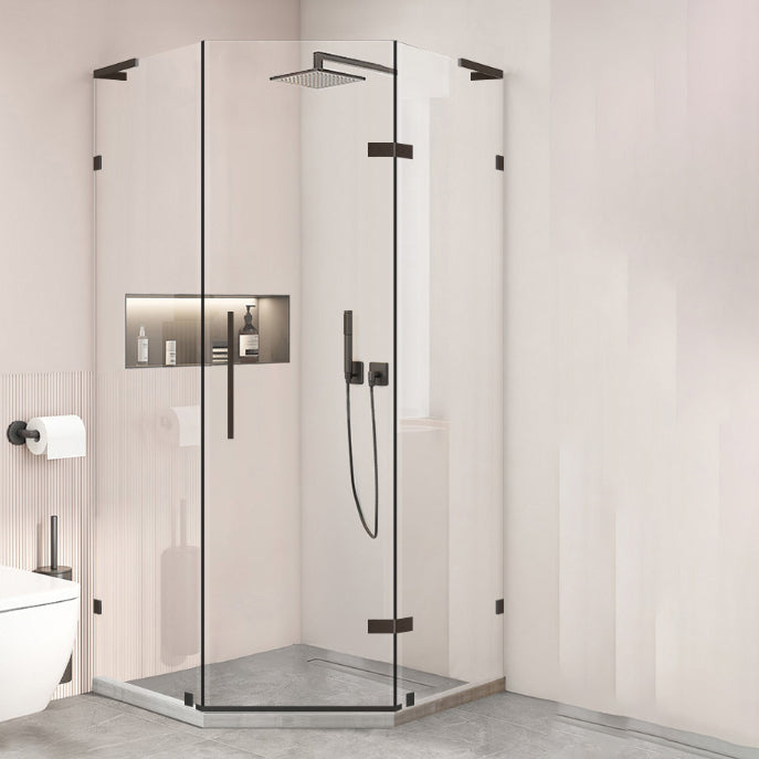 Black Semi Frameless Glass Shower Door Hinged Shower Bath Door