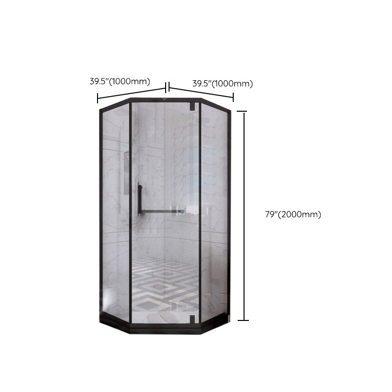 Black Semi Frameless Pivot Shower Door Tempered Glass Shower Door