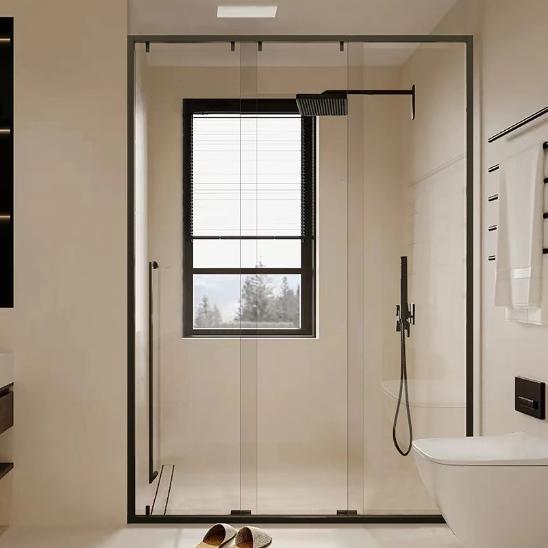 Single Sliding Triple Linkage Shower Door Semi-frameless Tempered Glass Shower Door