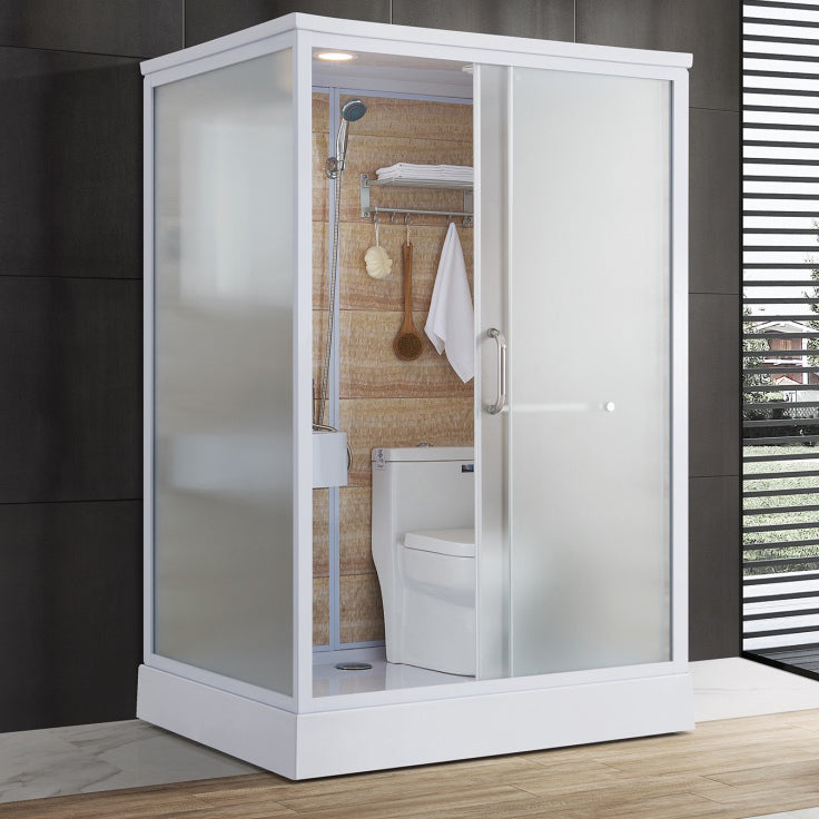 White Rectangular Shower Stall Tempered Glass Shower Enclosure without toilet