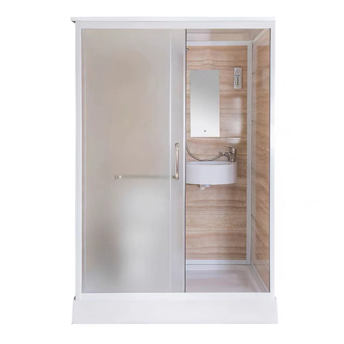 White Rectangular Shower Stall Tempered Glass Shower Enclosure without toilet