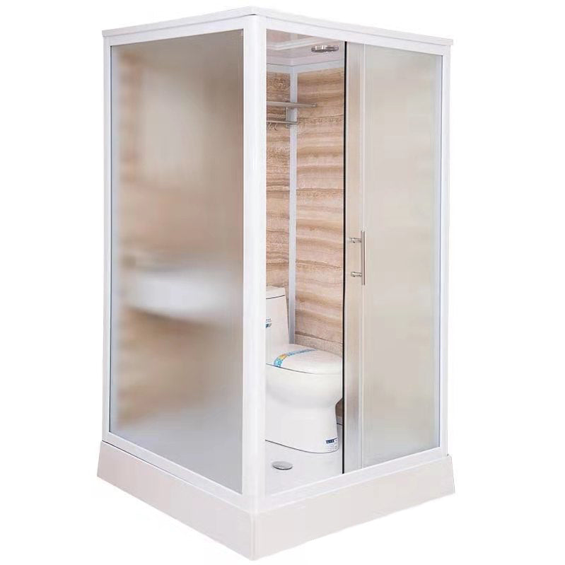 White Rectangular Shower Stall Tempered Glass Shower Enclosure without toilet