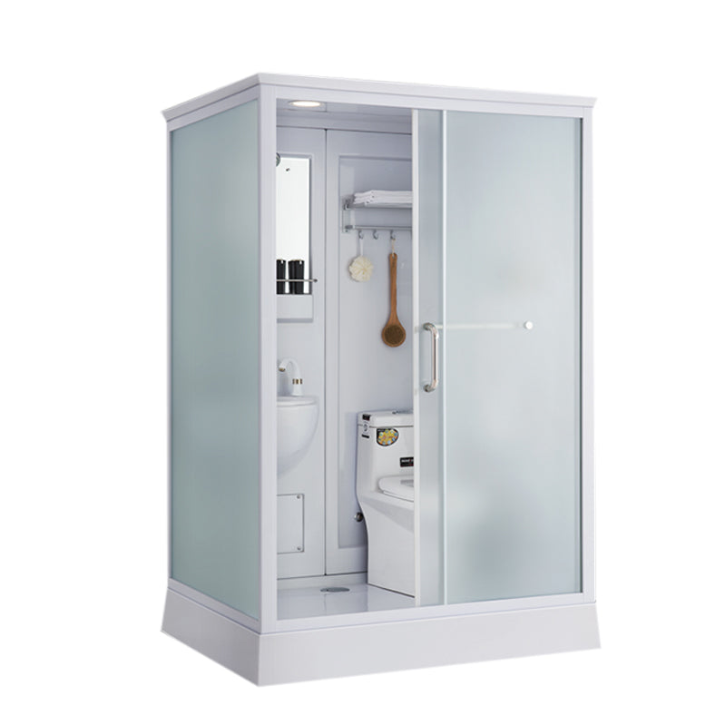 White Rectangular Shower Stall Tempered Glass Shower Enclosure without toilet