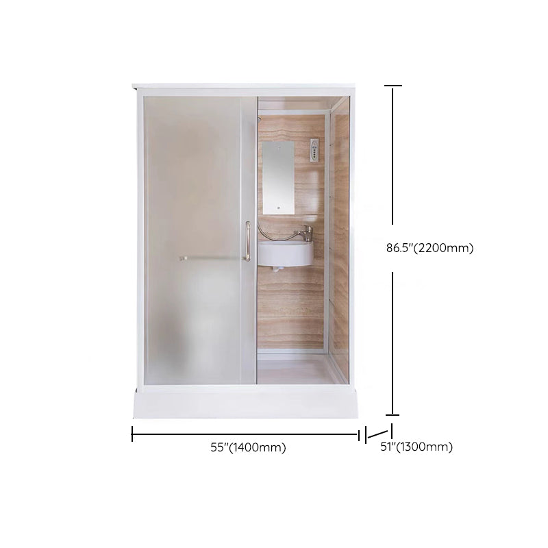 White Rectangular Shower Stall Tempered Glass Shower Enclosure without toilet