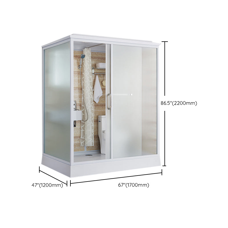 White Rectangular Shower Stall Tempered Glass Shower Enclosure without toilet