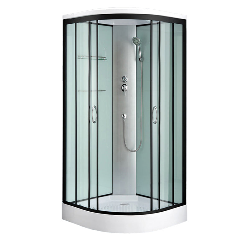 Rounded Shower Stall with Shower Base Tempered Glass Shower Stall