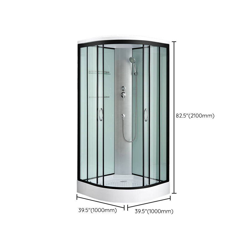 Rounded Shower Stall with Shower Base Tempered Glass Shower Stall